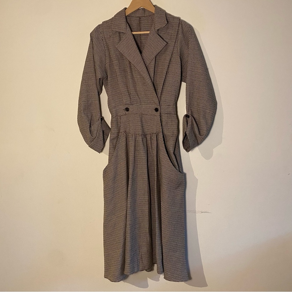 Oak+Fort Brown Plaid Long Coat